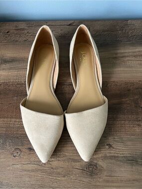 J. Crew Beige/Cream Suede Pointed D'Orsay Flats